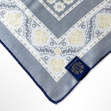 Load image into Gallery viewer, Navy Secret Pattern Silk Pocket Square – 38CM