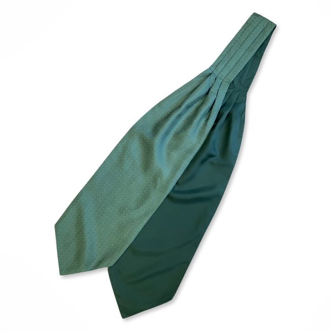 Green Geometric With White Pin Dots Printed Polyester Cravat