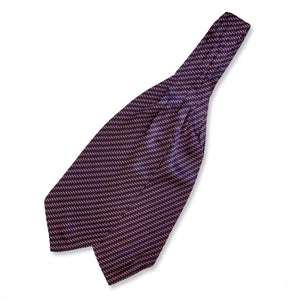 Red Geometric With White Stripes Printed Silk Cravat