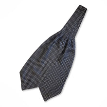 Load image into Gallery viewer, Black Geometric With Grey Circles And White Pin Dots Printed Silk Cravat