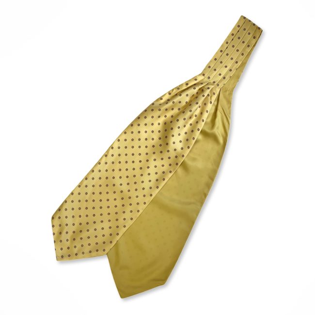 Yellow Pattern With Chinese Traditional Money Sign Printed Silk Cravat