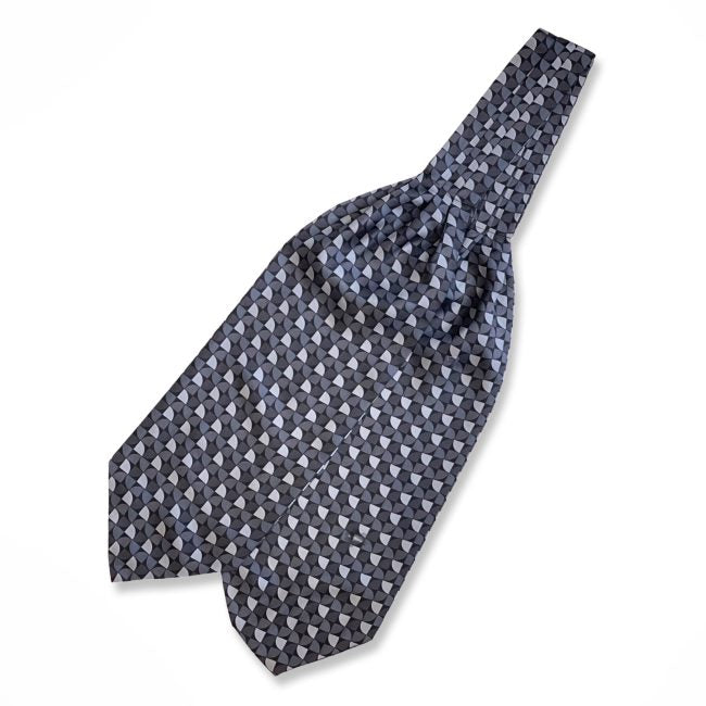 Grey Geometric With Circular Sector Pattern Printed Silk Cravat