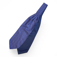 Load image into Gallery viewer, Navy Paisley With Light Blue Flowers And White Pin Dots Printed Silk Cravat