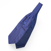 Load image into Gallery viewer, Navy Paisley With Light Blue Flowers And White Pin Dots Printed Silk Cravat