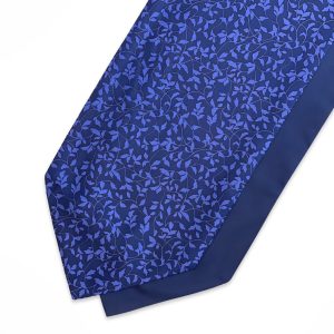 Navy Paisley With Light Blue Flowers Printed  Silk Cravat