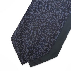 Black Paisley With Grey Flowers Printed Silk Cravat