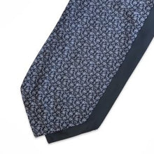 Load image into Gallery viewer, Black Paisley With Grey Flowers And White Pin Dots Printed Silk Cravat