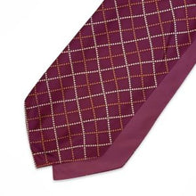 Load image into Gallery viewer, Red Micro Check With Orange And White Pin Dots Printed Silk Cravat
