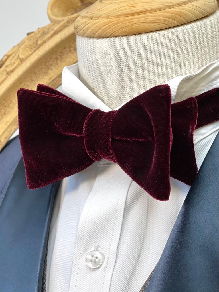 Wine Red Velvet Bow Tie