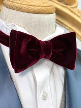 Load image into Gallery viewer, Wine Red Velvet Bow Tie