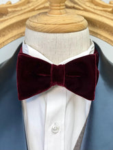 Load image into Gallery viewer, Wine Red Velvet Bow Tie