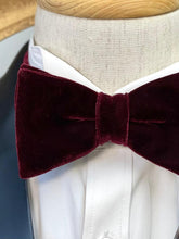 Load image into Gallery viewer, Wine Red Velvet Bow Tie
