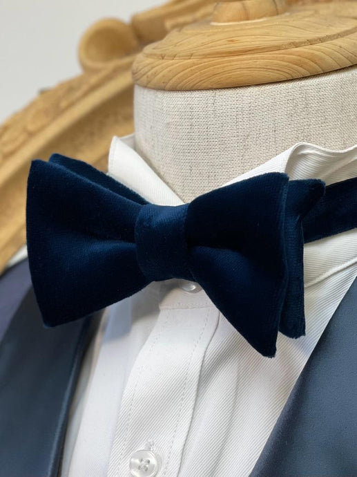 Navy Velvet Bow Tie
