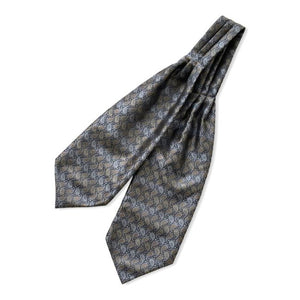 Gold Brown With White And Grey Paisley Printed Polyester Cravat