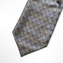 Load image into Gallery viewer, Gold Brown With White And Grey Paisley Printed Polyester Cravat