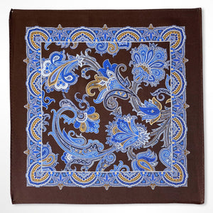 Brown Floral Silk Pocket Square – 38CM