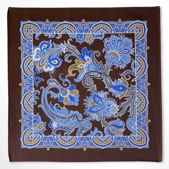 Brown Floral Silk Pocket Square – 38CM