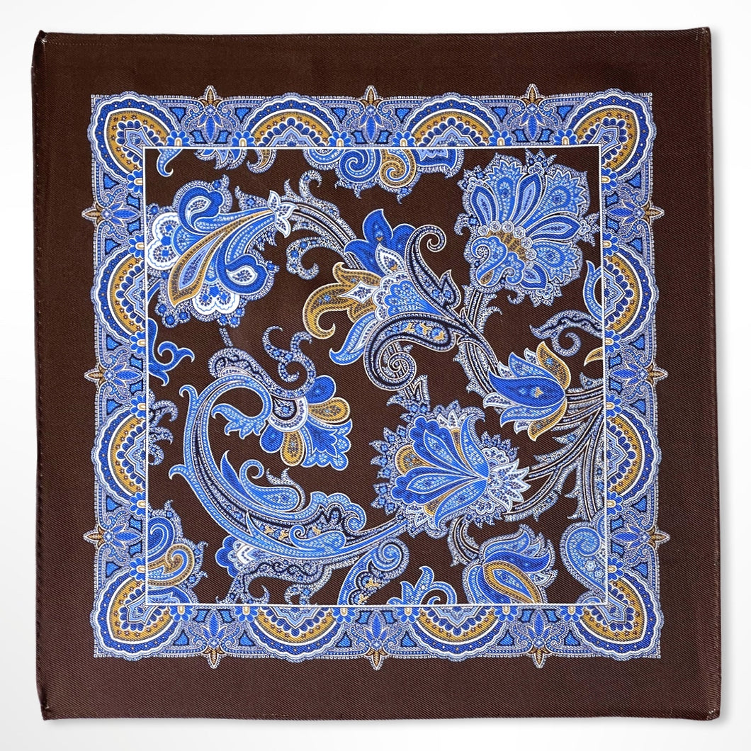 Brown Floral Silk Pocket Square – 38CM