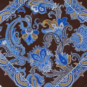Brown Floral Silk Pocket Square – 38CM