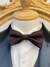 Load image into Gallery viewer, Bloody Red Check With Silver Pin Dots Classic Bow Tie