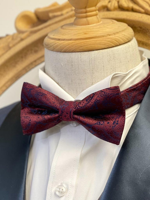 Dark Red Floral Classic Bow Tie