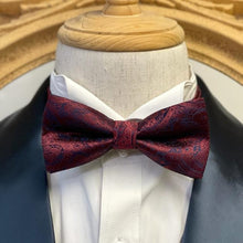 Load image into Gallery viewer, Dark Red Floral Classic Bow Tie