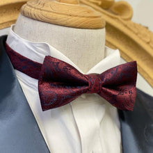 Load image into Gallery viewer, Dark Red Floral Classic Bow Tie