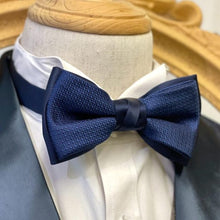 Load image into Gallery viewer, Navy Grenadine Double Layer Bow Tie