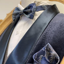 Load image into Gallery viewer, Galaxy Grey Blue With Silver Butterfly Bow Tie