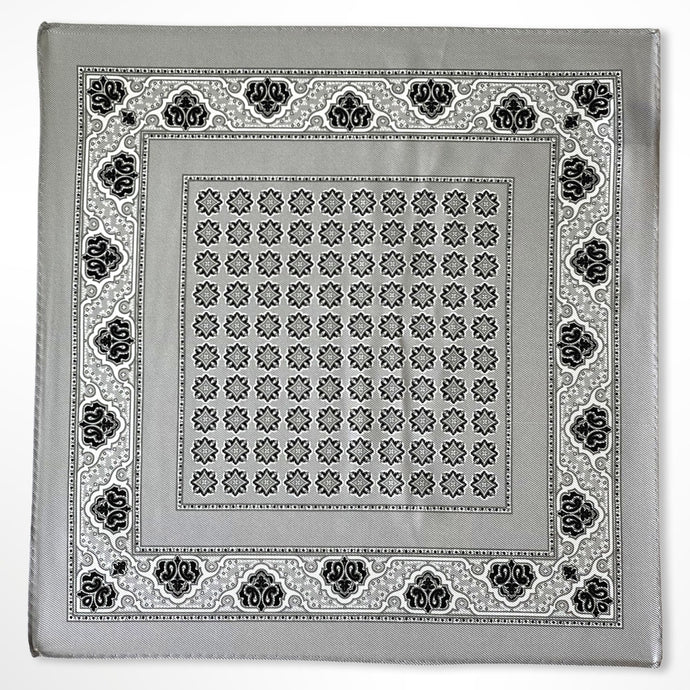 Grey Secret Pattern Silk Pocket Square – 38CM
