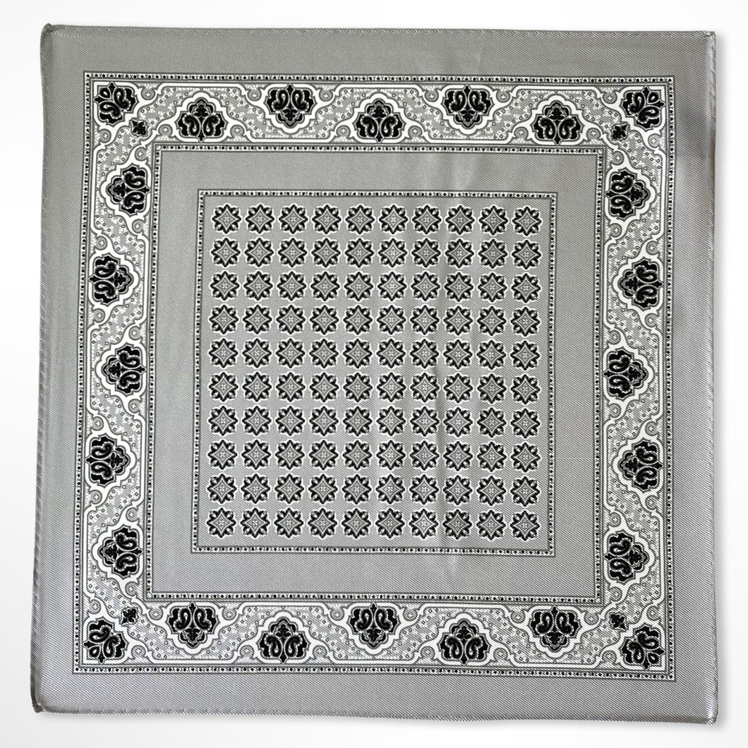 Grey Secret Pattern Silk Pocket Square – 38CM
