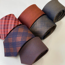 Load image into Gallery viewer, Orange Micro Check With V-Ribbed Silk Tie – Skinny 60mm