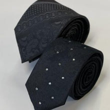 Load image into Gallery viewer, Black Paisley With Amphibole Silk Tie – Skinny 55mm