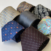 Load image into Gallery viewer, Maroon Red Micro Check With Navy/White Geometric Silk Tie – Regular 100mm