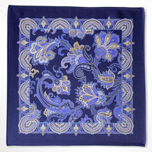 Load image into Gallery viewer, Navy Floral Silk Pocket Square – 38CM