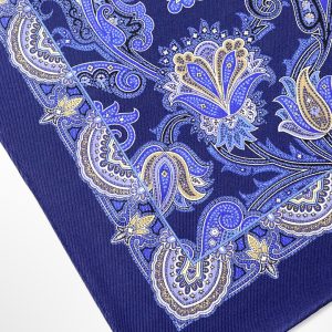 Navy Floral Silk Pocket Square – 38CM