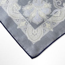 Load image into Gallery viewer, Navy Floral Silk Pocket Square – 38CM