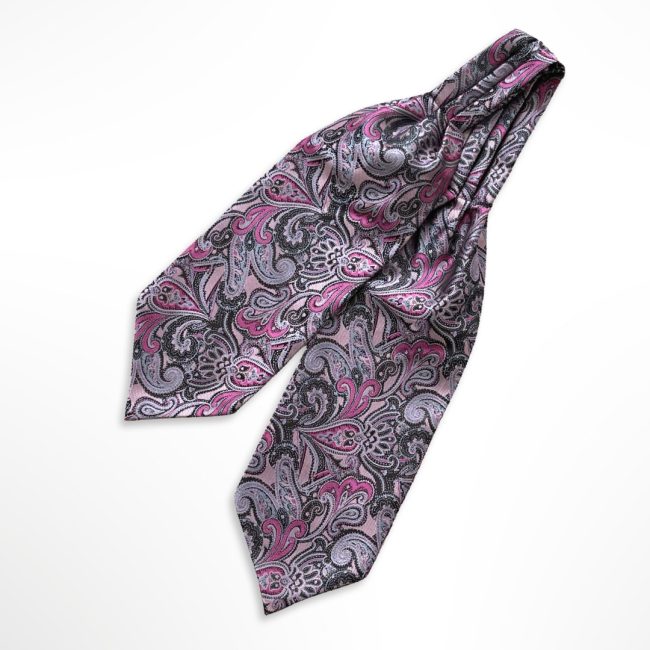Barbie Pink With White And Purple Paisley Printed Polyester Cravat
