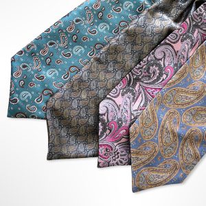 Barbie Pink With White And Purple Paisley Printed Polyester Cravat