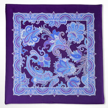 Load image into Gallery viewer, Purple Floral Silk Pocket Square – 38CM