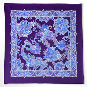 Purple Floral Silk Pocket Square – 38CM