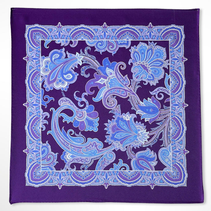 Purple Floral Silk Pocket Square – 38CM