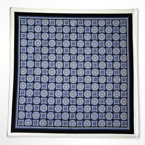 White Geometric Silk Pocket Square – 38CM