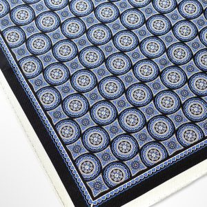 White Geometric Silk Pocket Square – 38CM