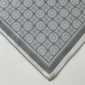 White Geometric Silk Pocket Square – 38CM