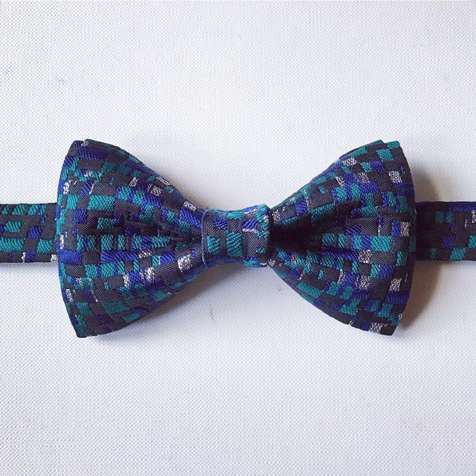 Navy & Green Plaid Classic BowTie