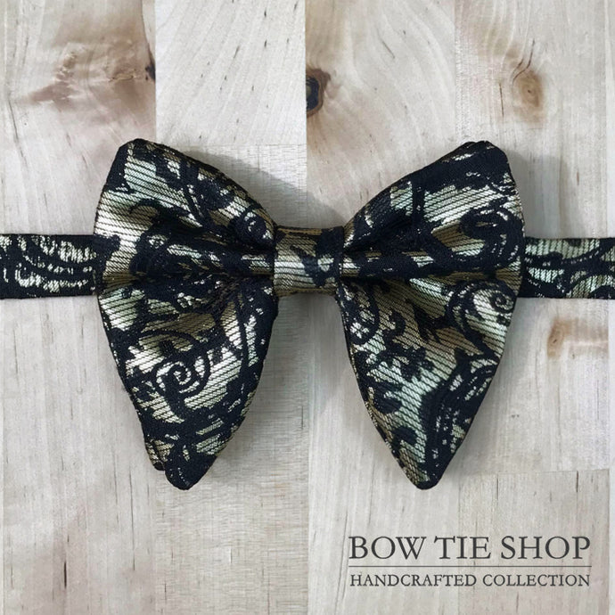 Gold Pattern Large Wing BowTie