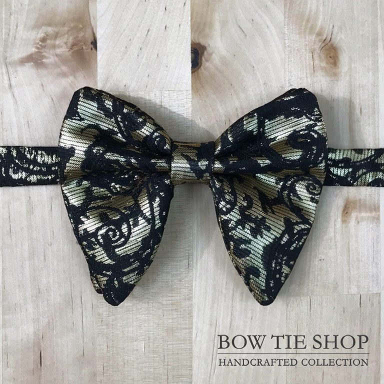 Gold Pattern Large Wing BowTie