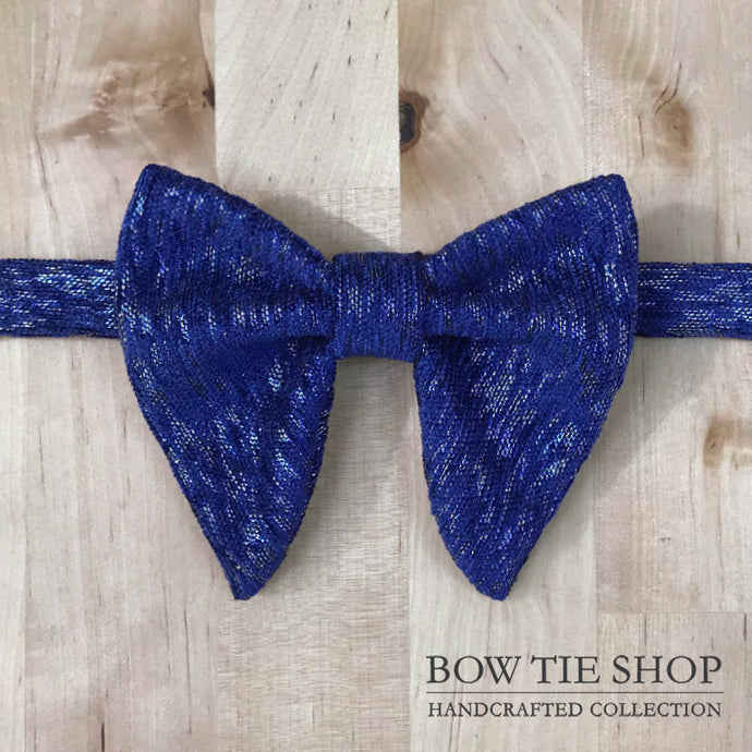 Shiny Blue Large Wing BowTie