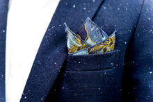 Load image into Gallery viewer, Golden Floral Berry Pocket Square
